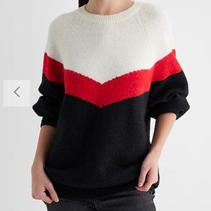 Express Color Block Crew Neck Oversized Sweater
